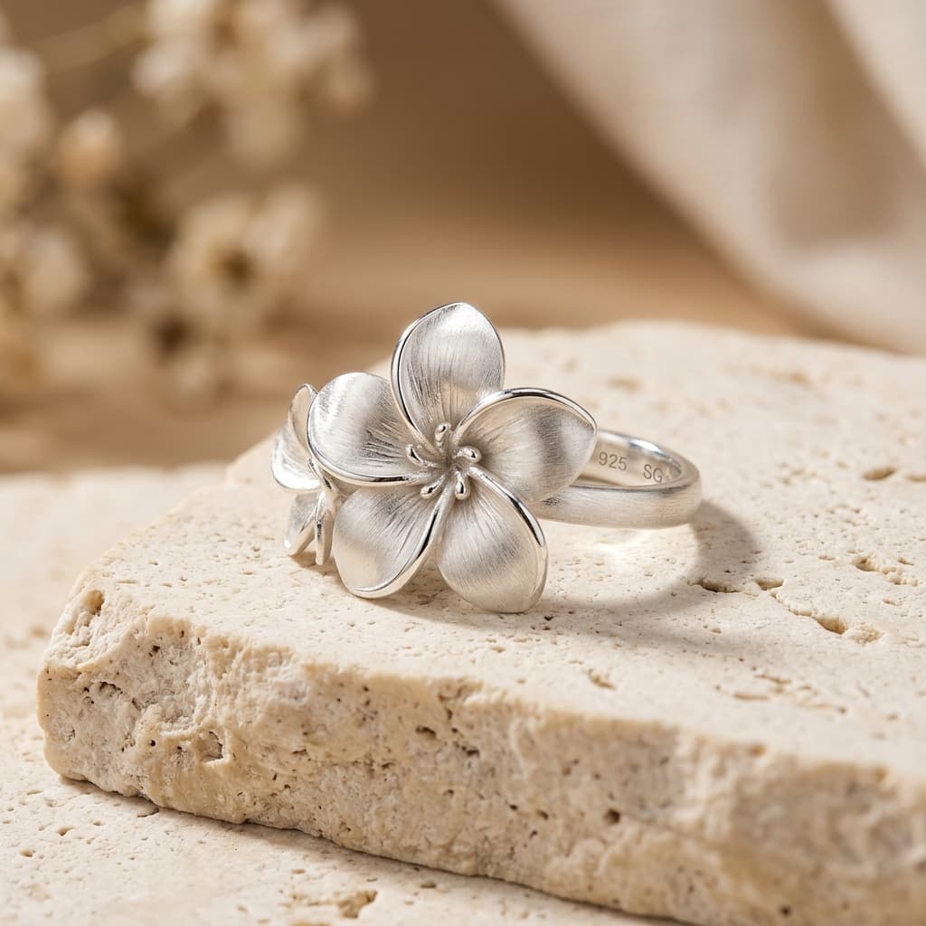 Champa Petal Ring in 925 Sterling Silver