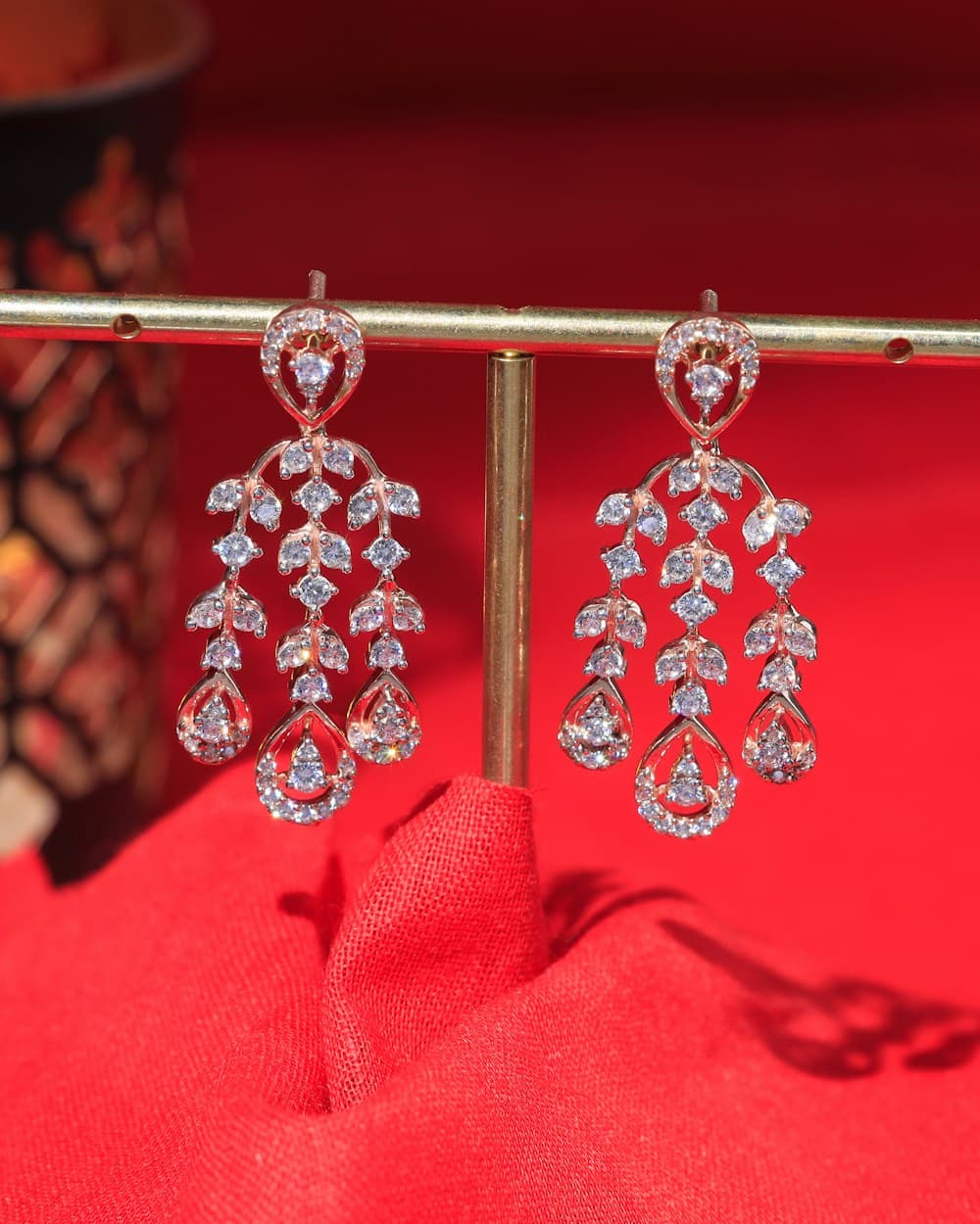 Petal Cascade Bridal Earrings in 925 Silver