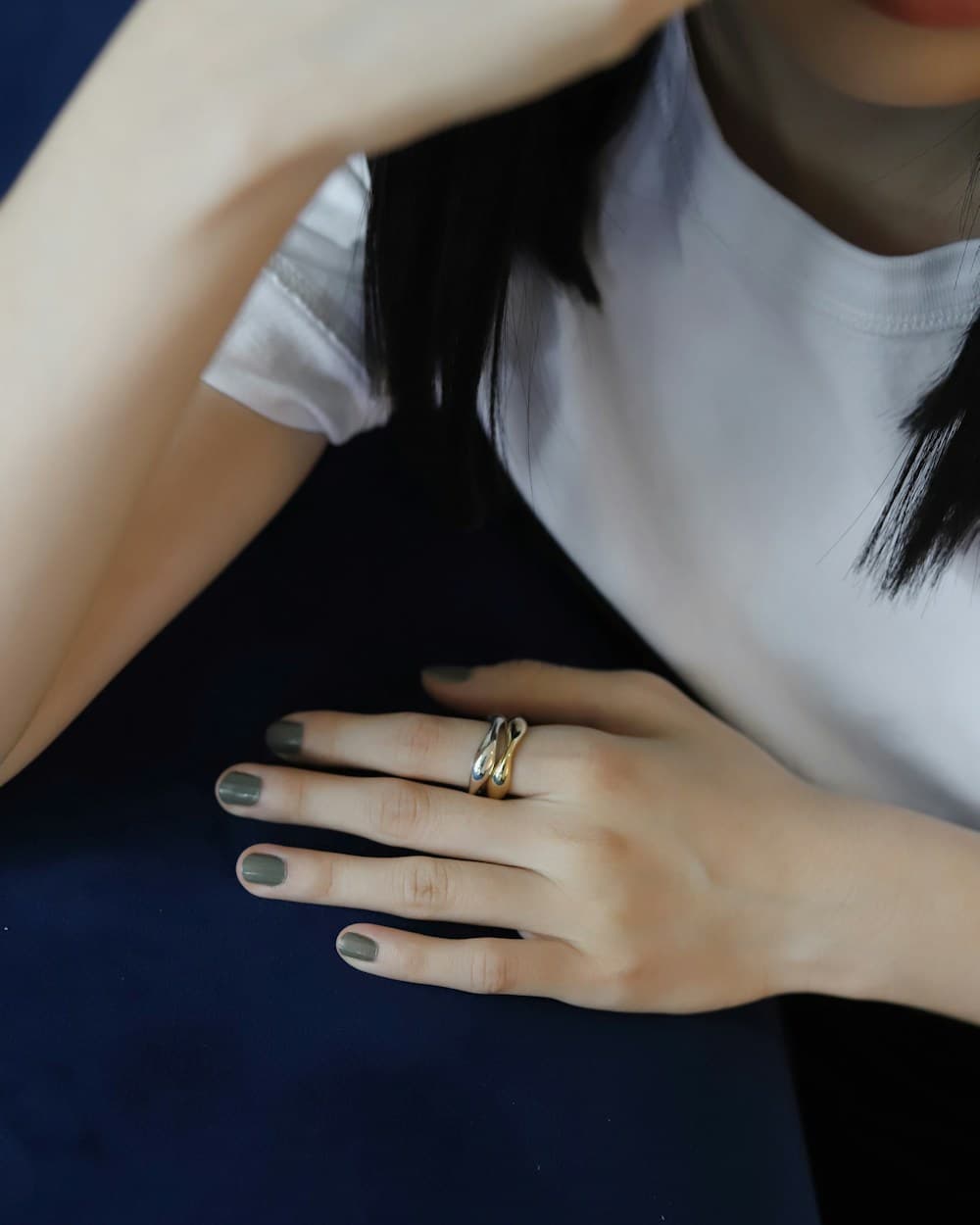 Threadline Stacking Rings worn together