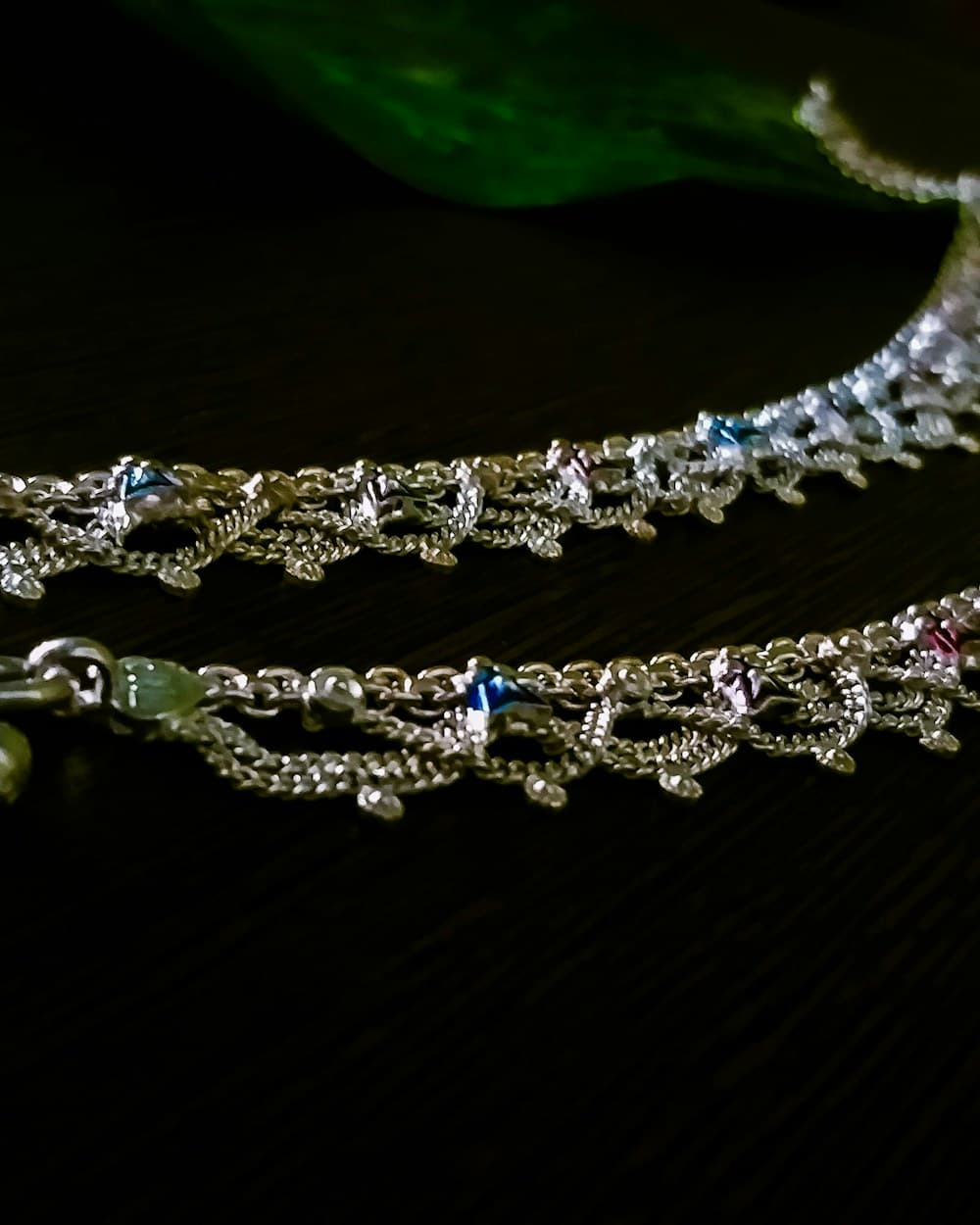 Whisper Anklet worn on ankle